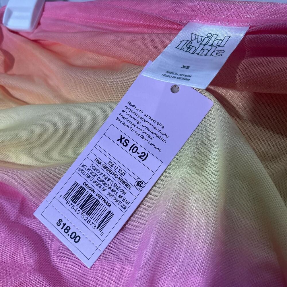 Wild Fable XS Pink & Yellow Tie-Dye Ruched Cover-Up Mini Skirt - Picture 5 of 5